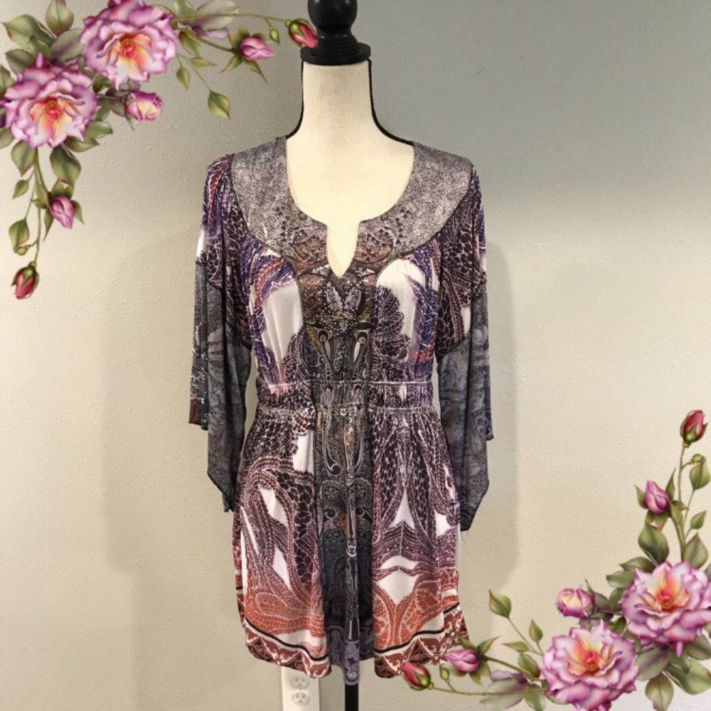 Rhinestones embellished tunic / top